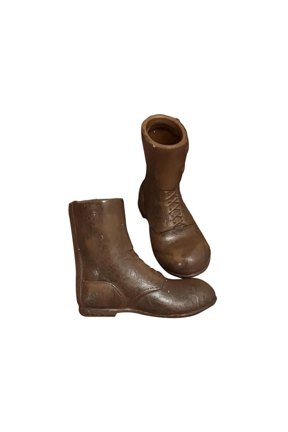 1/6 Man's Shoes Work Boot Round Toe Boot Mid Calf Winter Boot Fashion Casual for Brown