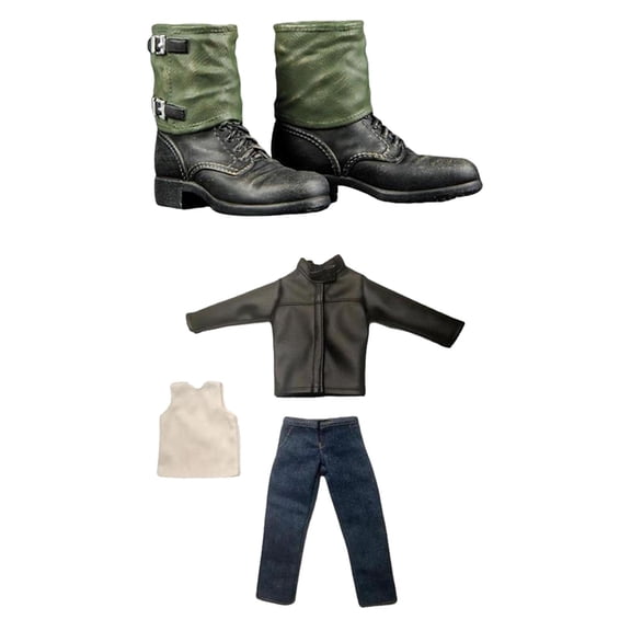 LeeQinersw 1/6 Scale Leather Jacket Jeans Clothes Outfits with Boot for 12inch HT Action Figures Doll Body Accessory