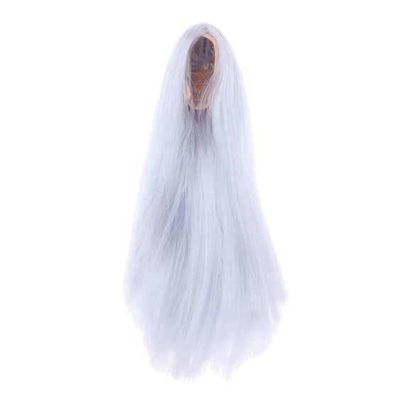 LeeQinersw 1/6 Scale Long Straight Wig Hairpiece White Hair for 12'' Dolls Accessory Making Silver
