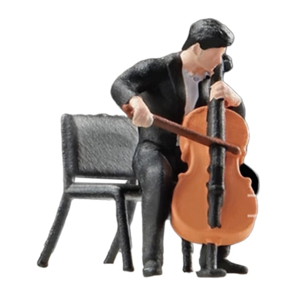 LeeQinersw 1/64 Band Figurine Layout Realistic Role Play Car Model Matching Diorama Scenery Cellist