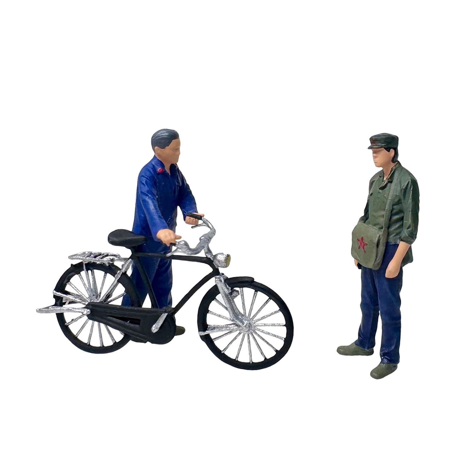 LeeQinersw 1/64 Bike Men Model Miniature People Model Miniature Figure Bike and Figures Set
