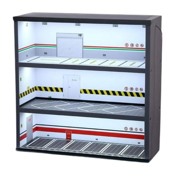 LeeQinersw 1/64 Diecast Car Display Case Parking Lot Scene Car Garage Display Case with Car