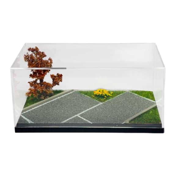 LeeQinersw 1:64 Diorama Car Display Case,Parking Lot Scene Model Tabletop Decor Storage Box Showcase for Miniature Figures Mini Vehicles
