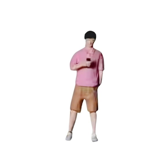 LeeQinersw 1/64 Figure Man Playing Phone Scene Resin Handpainted Photography Collection