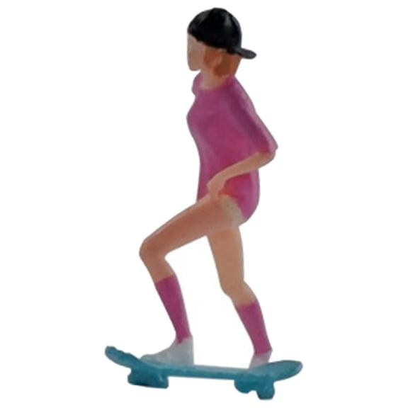 LeeQinersw 1/64 Figures Skateboard Girl Mini People Model Miniature Tiny People for Railway
