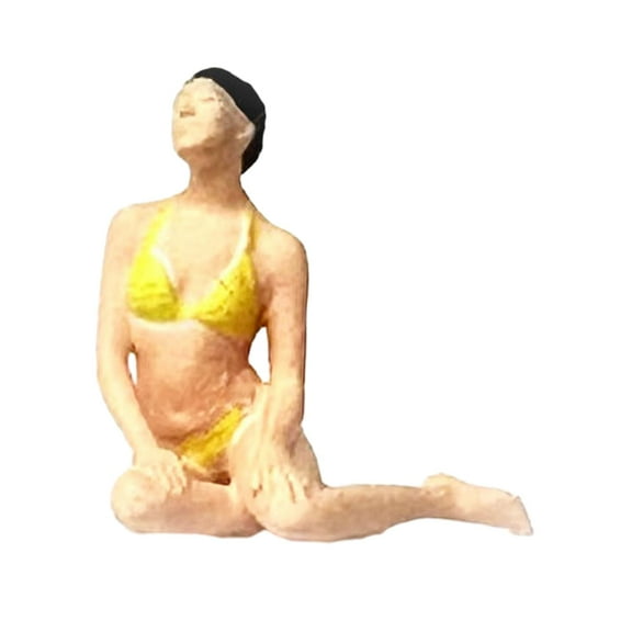 LeeQinersw 1/64 Girl Figures Beach Swimsuit Woman Handpainted People Miniature for Building Sitting
