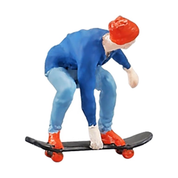 LeeQinersw 1/64 Miniature Figure Skateboard Boy Dollhouse Decor for Park Architecture Model