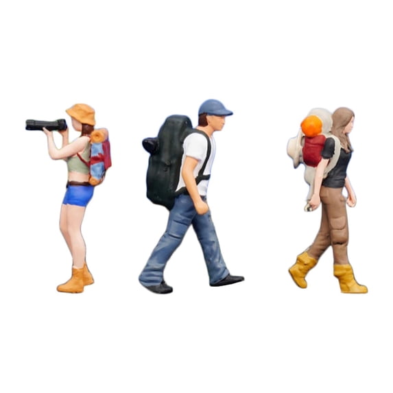 LeeQinersw 1:64 Miniature Figures Miniature People Figurines Hiking Collectibles Decorative 3pcs