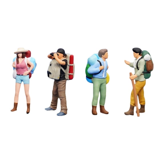 LeeQinersw 1:64 Miniature Figures Miniature People Figurines Hiking Collectibles Decorative 4pcs