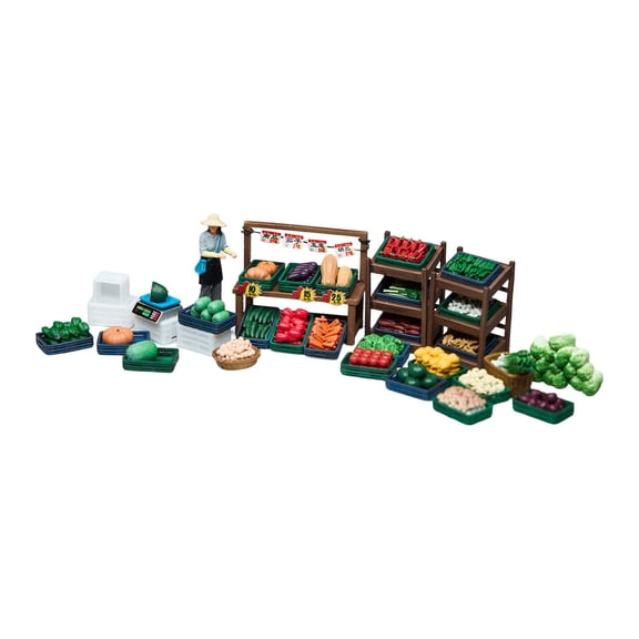 LeeQinersw 1/64 Miniature Vegetable Stall Model Kit Scene Props,Lightweight,DIY Micro Scene