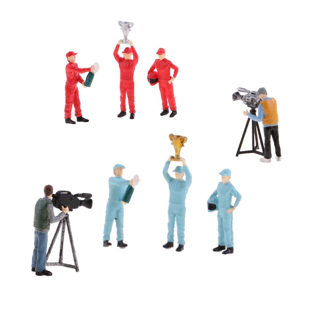 LeeQinersw 1/64 Painted Race Car Driver People Figures Diorama Model Blue Red Accessory