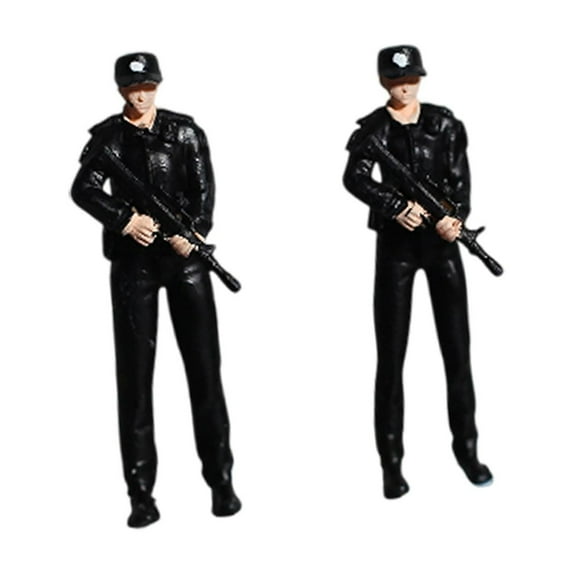LeeQinersw 1:64 Scale Police Figures Tiny People Model Collection Miniature Ornament Resin 1 woman and 1 male