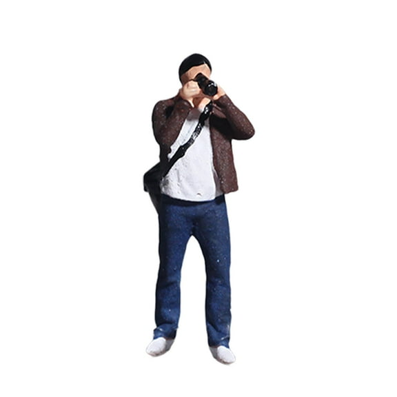 LeeQinersw 1/64 Scale Standing Figure Dioramas Tiny People Model for Desktop Decoration Man taking photo