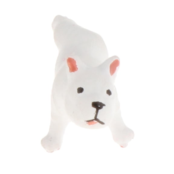 LeeQinersw 1/64 Tiny Dog Model Resin Hand Printed Scene Pet Dog Dulldog Toys Kids Layout Train Building Model Car Scene Accs Peeing White