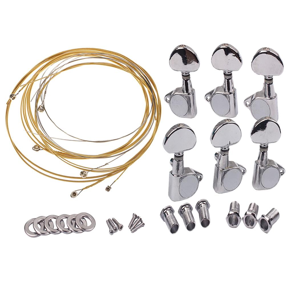 LeeQinersw 1 Set 3L3R Guitar String Tuning Pegs with Strings for Acoustic Electric Guitar