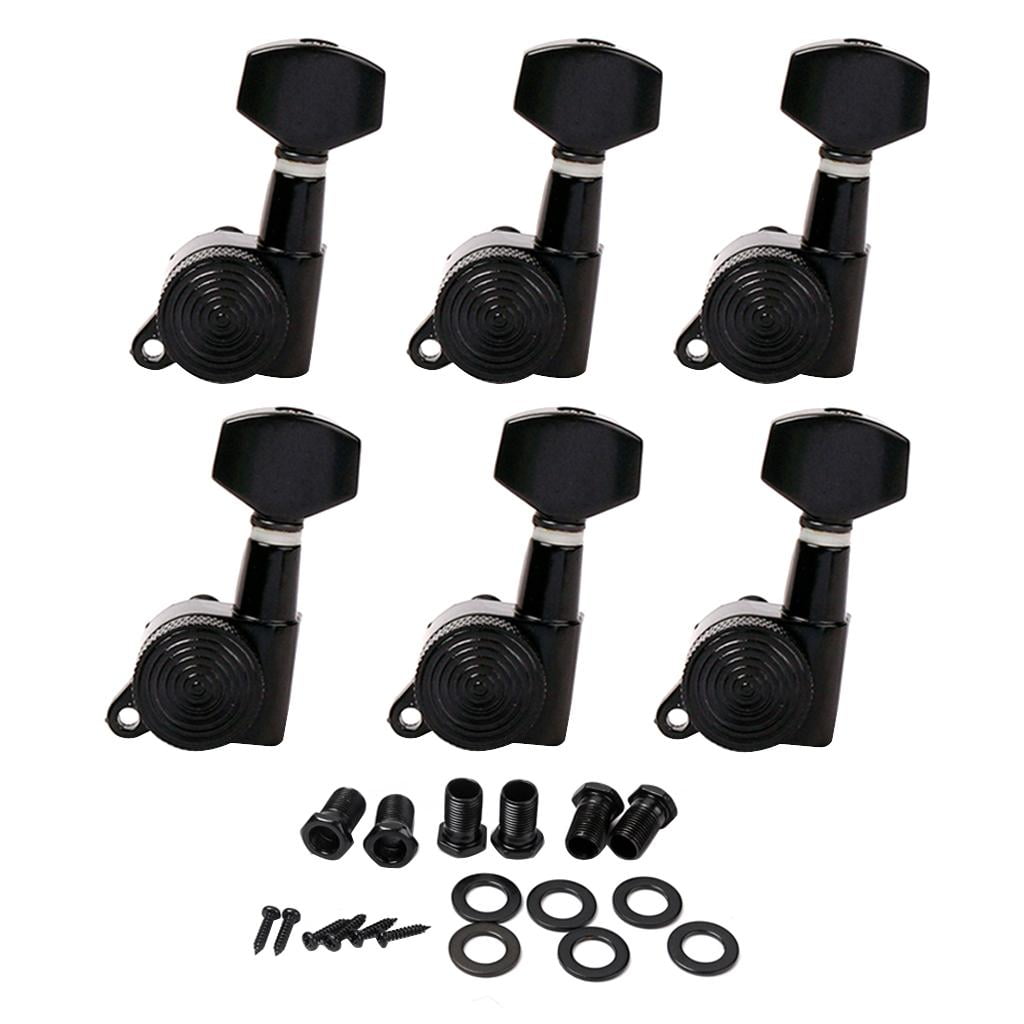 LeeQinersw 1 Set 6L Closed Electric Guitars Tuning Pegs Tuners Left Black Luthier Supply