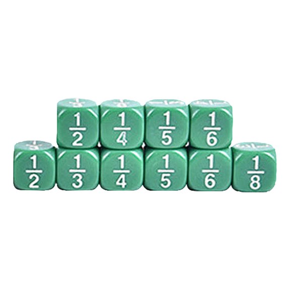 LeeQinersw 10 Pieces 4TH Grade Fraction Dice Homeschool Supplies Educational Dice Math Dice Green