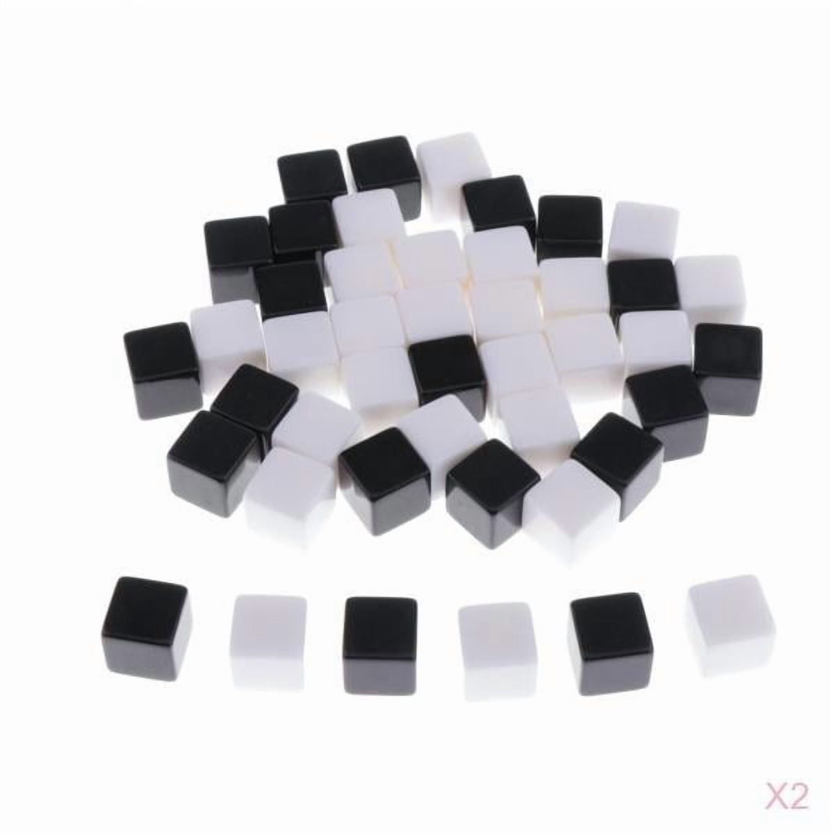 LeeQinersw 100 Pack Plastic White Black Blank 6 Sided Dice 16mm for RPG Math Teaching
