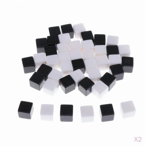 LeeQinersw 100 Pack Plastic White Black Blank 6 Sided Dice 16mm for RPG Math Teaching