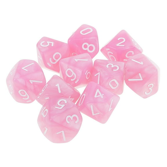LeeQinersw 10PCS D10 Polyhedral Game Dice for RPG Party Games Pink Option 1
