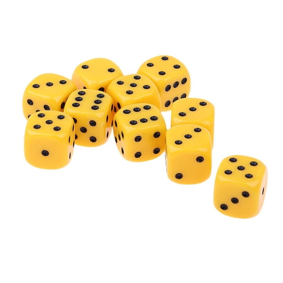 LeeQinersw 10Pcs Acrylic 6-sided Digital D6 Game Accessory - Yellow, 22mm