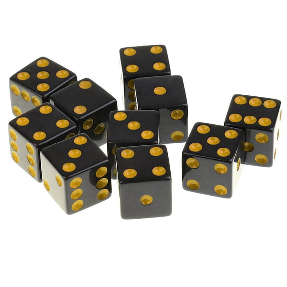 LeeQinersw 10Pcs Dice Round Corner Die 16mm Yellow Dotted for Traditional Board Game Yellow