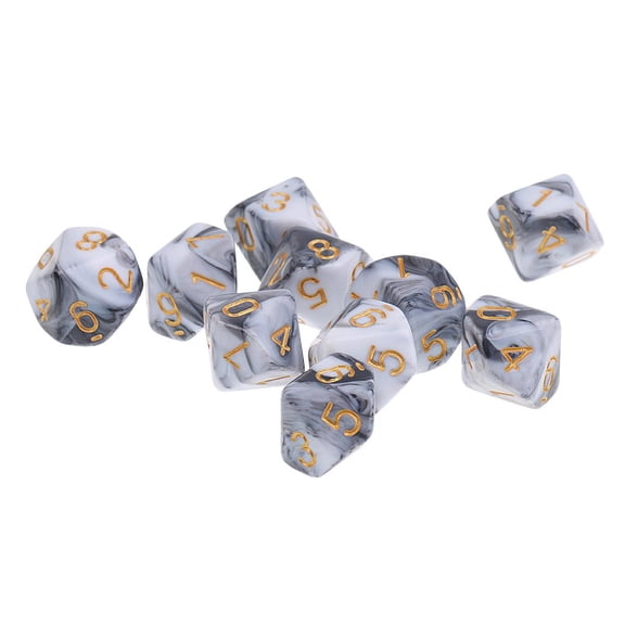 LeeQinersw 10pcs 10 Sided Dice D10 Polyhedral Dice for Roley playing Games Dice Gift 16mm