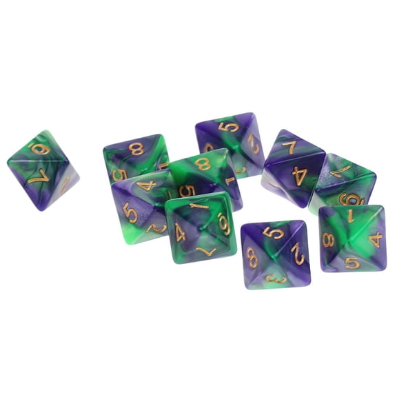 LeeQinersw 10pieces 8 Sided D8 Polyhedral for Party Table Games - Green Purple