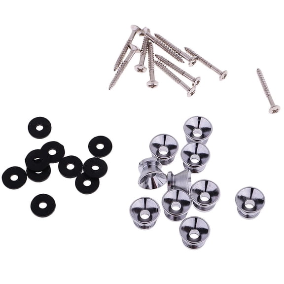 LeeQinersw 10x Acoustic Guitar Strap Lock Pin Peg Buttons for Ukulele Bass Parts Silver