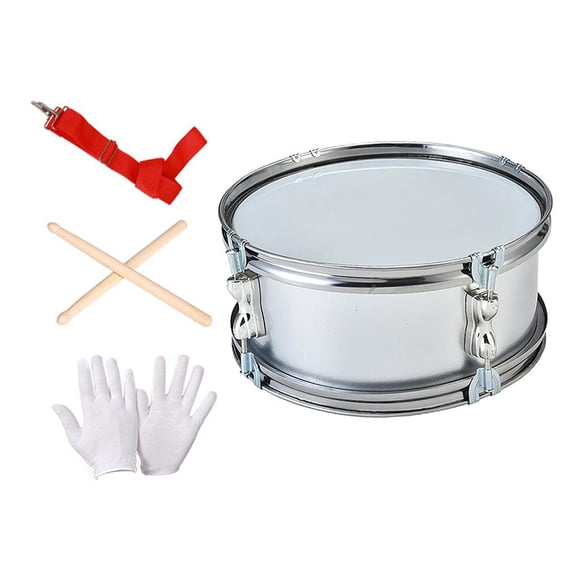 LeeQinersw 11" Snare Drum, Music Drum with Adjustable Strap Professional Musical Instrument White