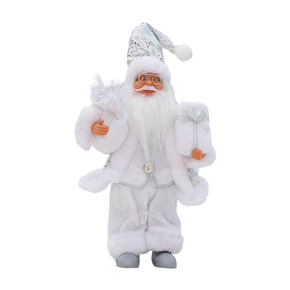 LeeQinersw 12 Inch Standing Santa Claus, Traditional Christmas Decorations Collection, Cute white