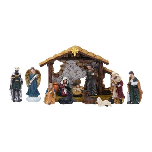 LeeQinersw 12 Pieces Christmas Nativity Figurines Christmas Decorations Holiday Gift Rustic