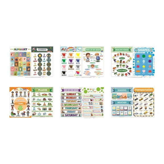 LeeQinersw 12 Pieces Education Poster Learning Posters Multipurpose English Learning Charts