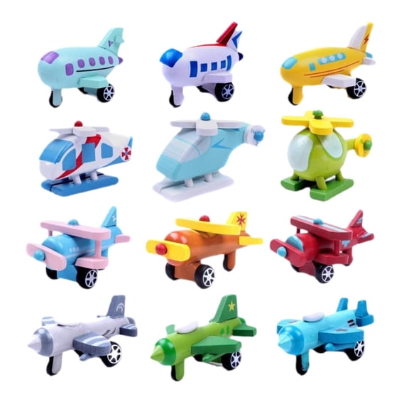LeeQinersw 12 Pieces Wooden Model Airplane Airplane Model Toy Fun Decor Creative Montessori