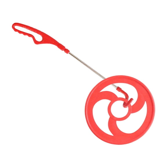 LeeQinersw 12inch Kids Rolling Hoop Toy Early Education outdoor Hand Pushing Wind wheel Toy red