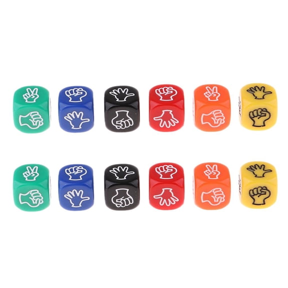 LeeQinersw 12x Plastic 6-Die Stone Paper Scissors Dices Set for DND MTG Drinking Board Game