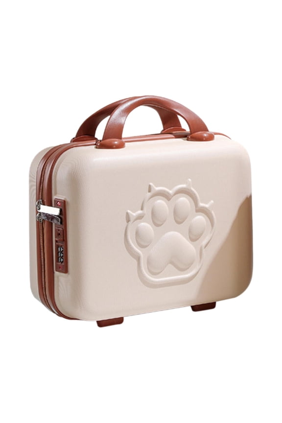 14 inch Small Suitcase Case with Handle Practical Small for Travel Cosmetics Beige