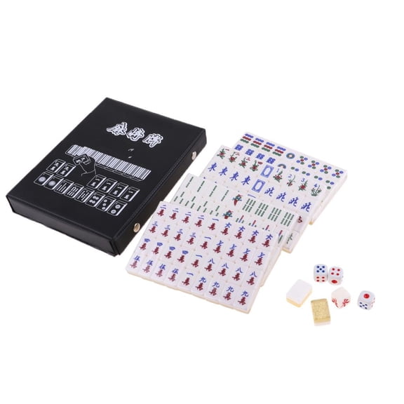 LeeQinersw 144 Tiles Chinese MahJong Game Set Box Entertainment Fun Family Board Games Gold