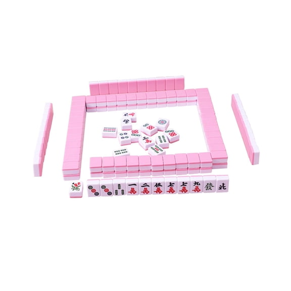 LeeQinersw 144x Chinese Version Game Set Leisure Time Chinese Style Game Mini Mahjong Tiles Pink