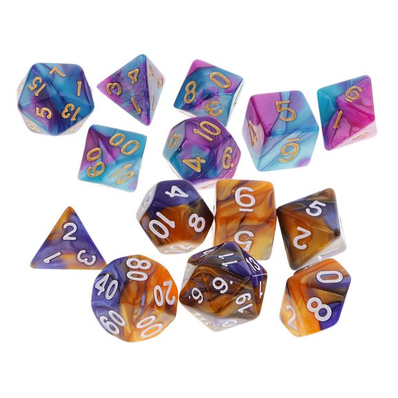 LeeQinersw 14x 1.6cm Polyhedral Dice D20 D12 D10 D8 D6 D4 Table Roleplaying Game Toys