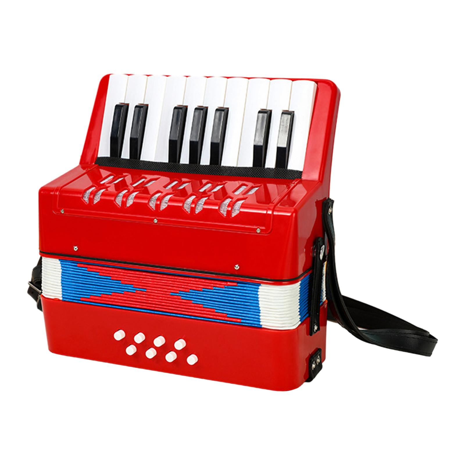 LeeQinersw 17 Keys 8 Bass Piano Accordion Early Childhood Development Hand Eye Coordination Red