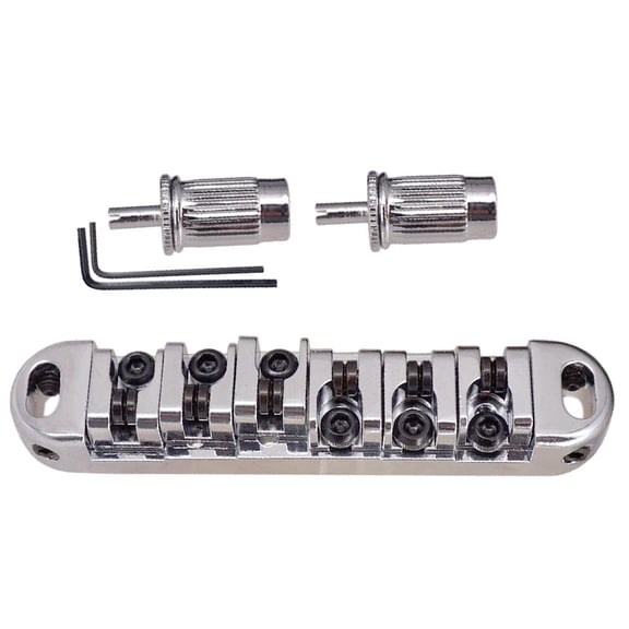 LeeQinersw 1PCS Silver Roller Saddle Tailpiece Style Bridge for LP Les Paul Electric Guitar