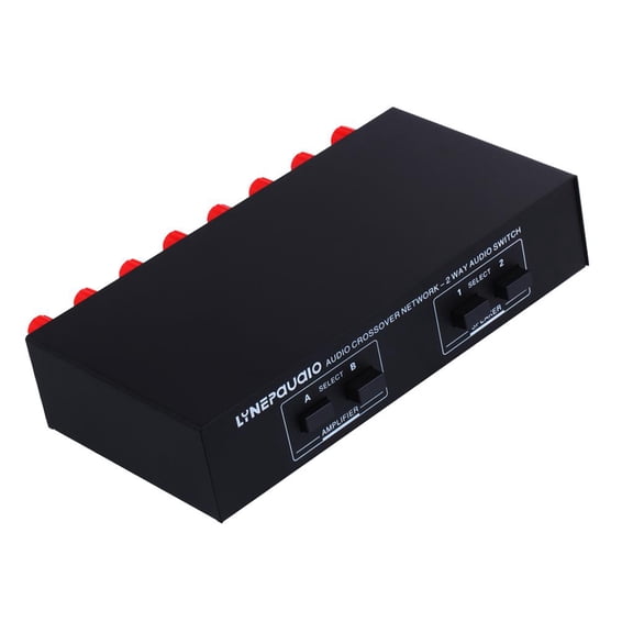 LeeQinersw 1pc 2 in 2 out 2 Way Passive Speaker Selector Switcher Splitter Switch Box Black