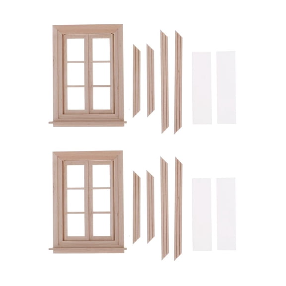 LeeQinersw 2 Kit Retro 1/12 Dollhouse Miniature DIY Making Accessory 6-Pane Window Room
