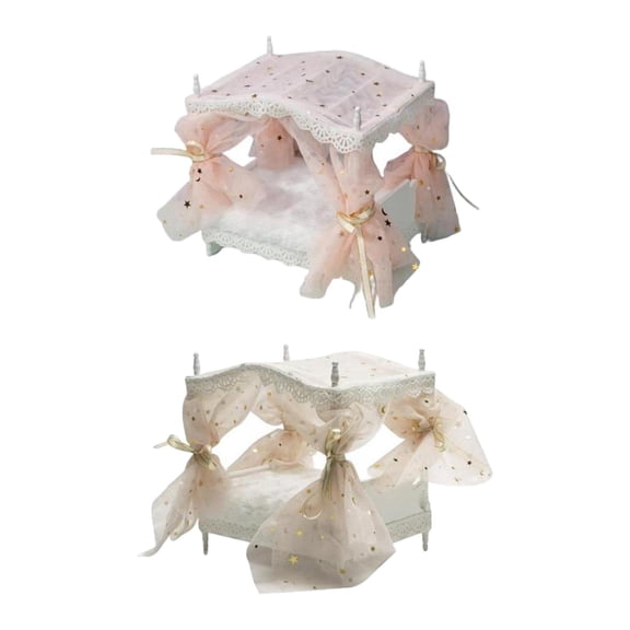LeeQinersw 2 Pack Modern Mini 1/12 Scale Dollhouse Princess Bed Model Living Room Decor