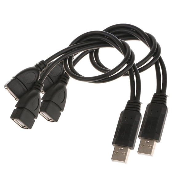 LeeQinersw 2 Pack USB 2.0 A Male To 2 Dual USB Female Jack Y Splitter Charging Cables Black