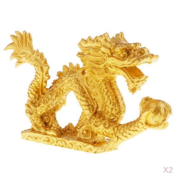 LeeQinersw 2 Pack of 5'' Chinese Flying Dragon Statue with a Solid Base, Resin Crafts Arts