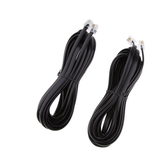 LeeQinersw 2 Pcs 6P6C Male To Male Flat Straight Landline Telephone Power Cable PowerPower 5M