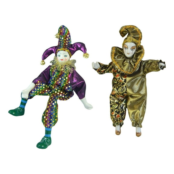 LeeQinersw 2 Pcs Porcelain Clown Doll Action Figures Harlequin Dolls for Souvenir Party