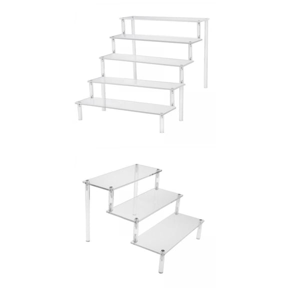 LeeQinersw 2 Pieces 3&5 Tiers Clear Acrylic Display Riser Shelf Holder for Toys Figures